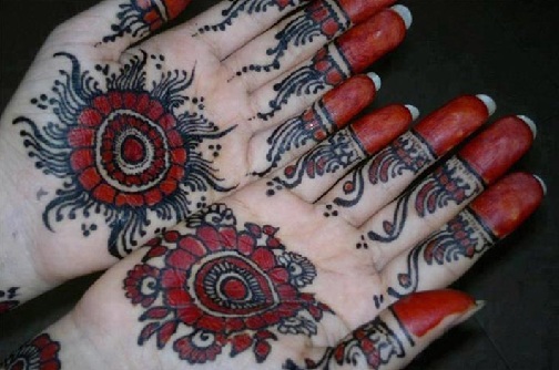Black with Red Colored Mehndi Design