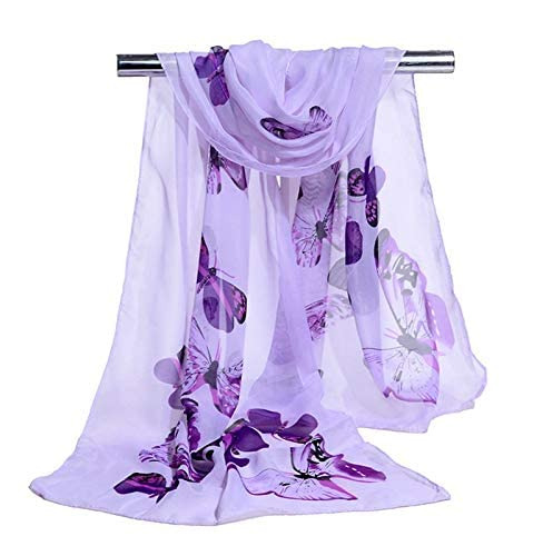 Butterfly And Flowers Print Silk Scarf