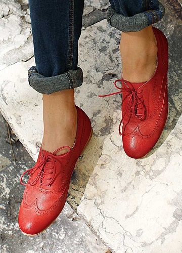 Classic Red Women’s Brogues Shoes