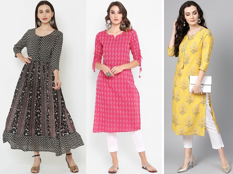 Indian Women Cotton Pink Floral Kurta Kurti Top Tunic Ethnic Design New  Dress | eBay