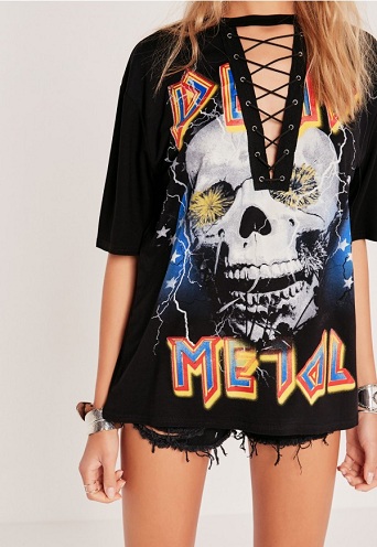 Death Metal Women's Lace Up Rock T-Shirt