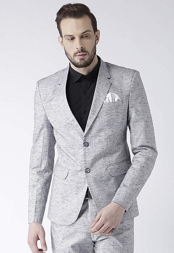 Gray Solid Blazer for Wedding
