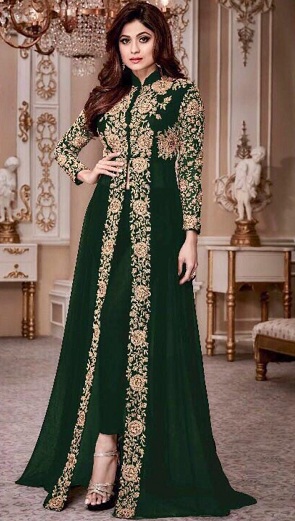 Green and Golden Party Wear Salwar Suit