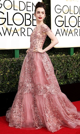 Lily Collins in a Zuhair Murad Dress