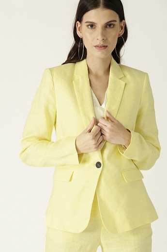 Pale Yellow Blazer for Office