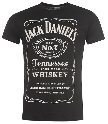 Plain Black Jack Daniel Printed Men T-Shirt