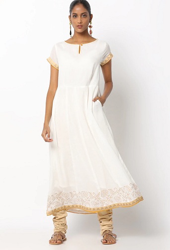 Women Indian Anarkali Kurta Flared White Kurti Designer Long Gown Partywear  Suit | eBay