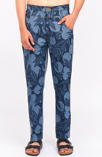 Printed Mens Designer Floral Jeans