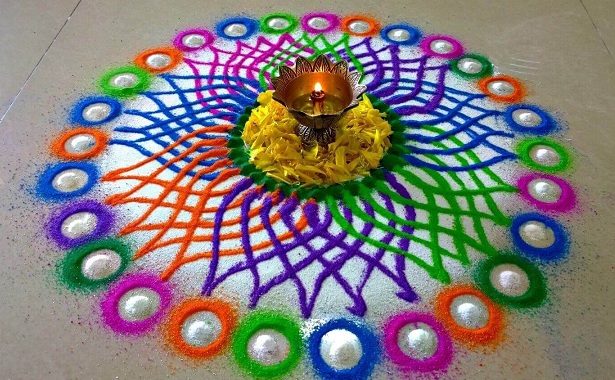 Rangoli Designs With Colours on floor