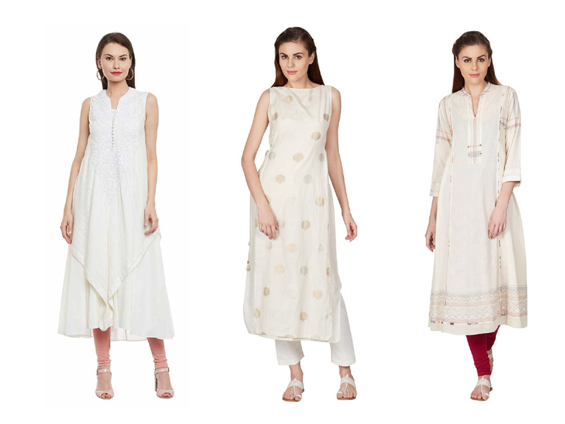 Buy Fabclub Women Rayon Solid Plain Front Slit Straight Kurti Off White  Online at Best Prices in India  JioMart
