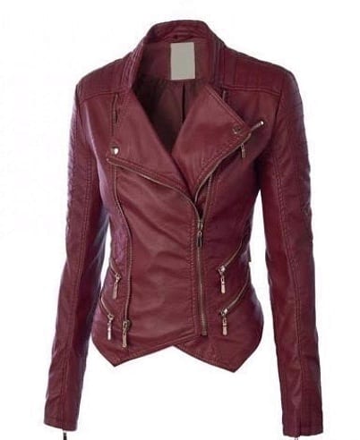 Women's Burgundy Leather Blazer