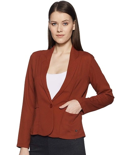Women's Short Brown Blazer Jacket