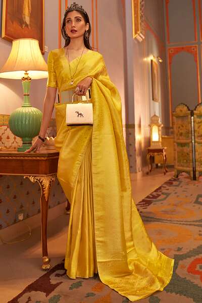 Yellow Colour Kanjivaram Saree For Weddings