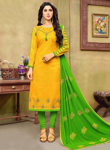 Yellow and Green Combination Salwar Suit