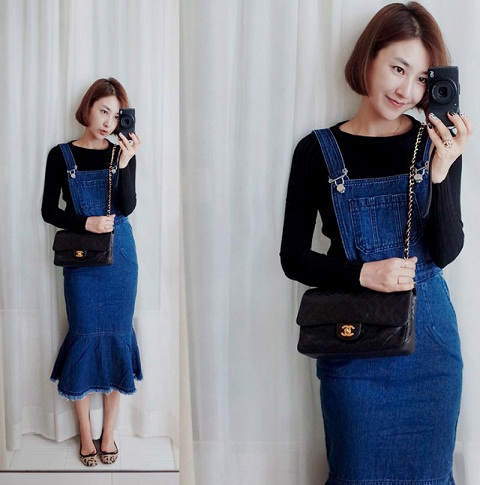 Yunting Woman’s Adjustable Shoulder Strap Overall Slim Fit Dress