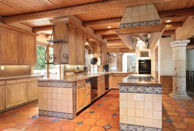 15 Modern Kitchen Floor Tiles Designs, Orange Floor Tiles Kitchen Design