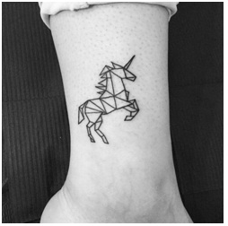 Geometric Unicorn Ankle Tattoo