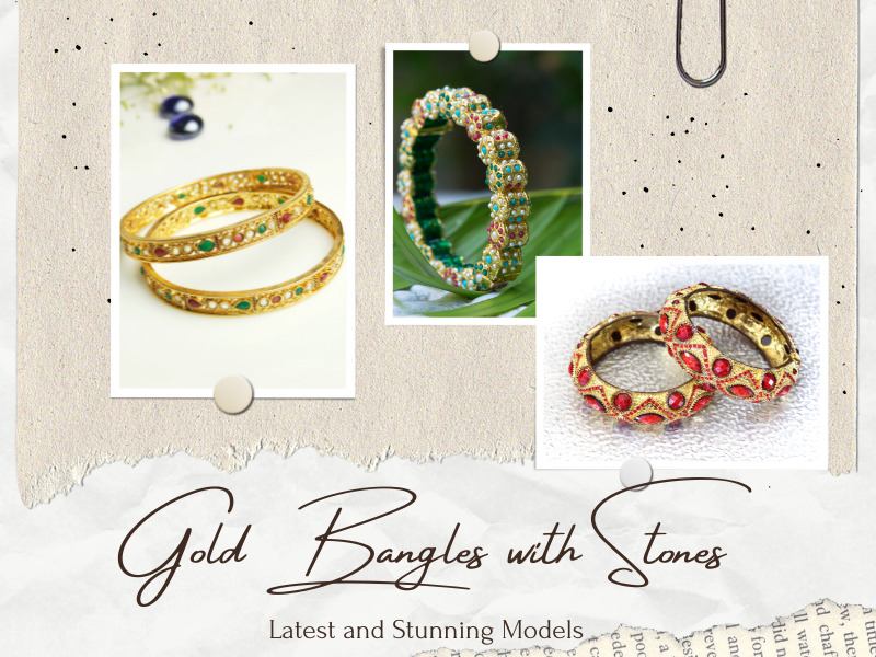 9 Beautiful Designs Of Gold Bangles With Stones For Trendy Look