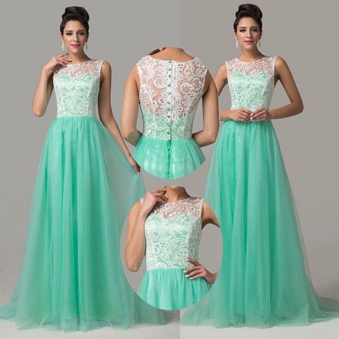 A-line Sheer Neckline Designer Bridesmaid Dress