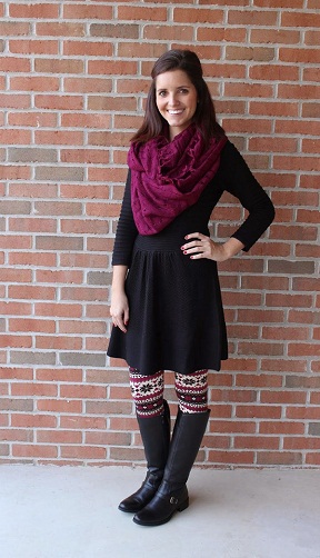 Appealing Onyx Frock with Printed Leggings