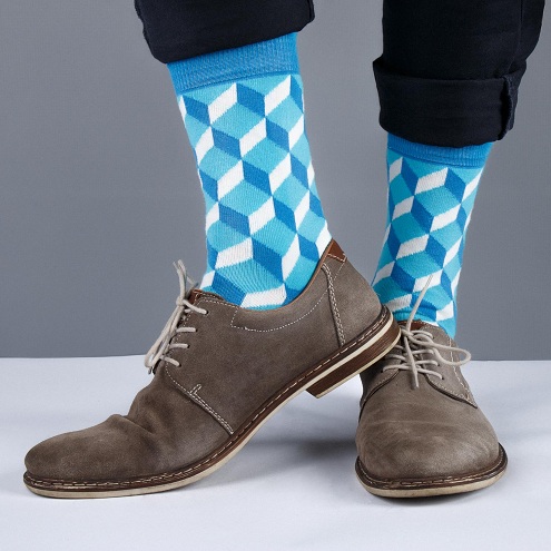 Blue and White Mens Coloured Socks