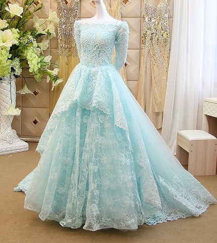 Boat Neck Ball Gown type Engagement Frocks