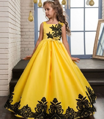 Bright Yellow Embroidered Birthday Dress