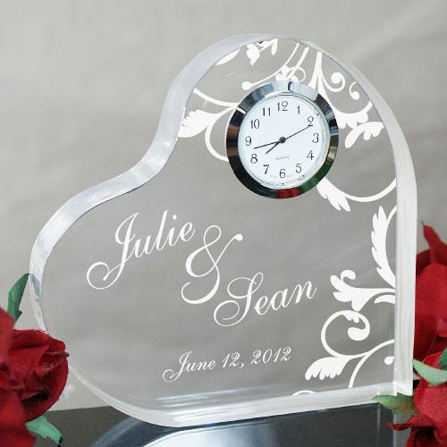 Engraved Heart Crystal Glass Clock Wedding Gift Or Wedding Present HCL-2 |  eBay