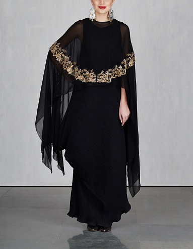 Dark Black and Beige Silk Dress