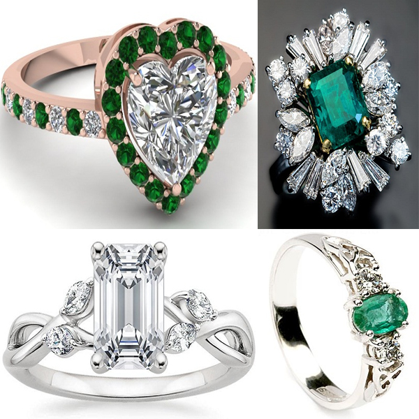Emerald Stone Cut Engagement Rings