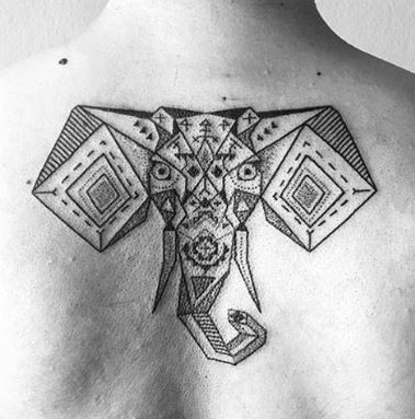 Elephant Head Tattoo Design in Geometric Shape