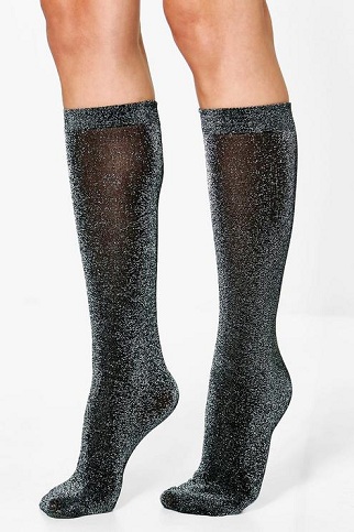 Glittery Grey Knee High Socks