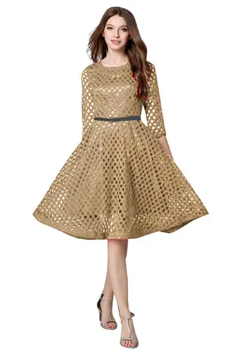 Sreca Self Design Maxi Shape Golden Color Gown for Girl 39 Years 67  Years  Amazonin Clothing  Accessories