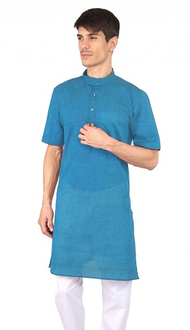 Half Sleeve Blue Kurta Pajama