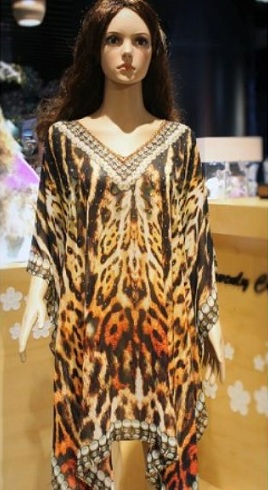 Leopard Print Kaftan Beach Dress