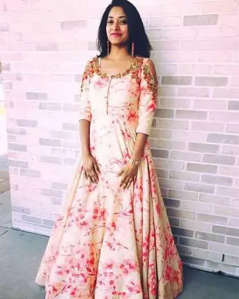 Gorgeous blush pink color floor length long frock with net dupatta  20220705