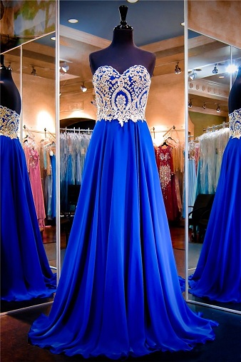 Long Royal Blue Prom Dress