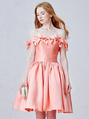 Peach Pink Off-Shoulder Dress