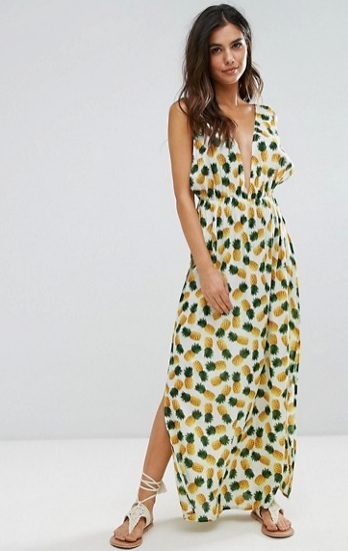 Pineapple Print Maxi Beach Dress