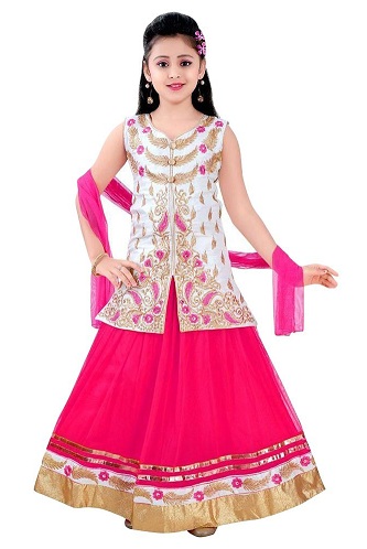Pink and White Lehenga Choli Dress