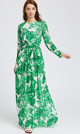 Rayon Frock with Printed Sleeves
