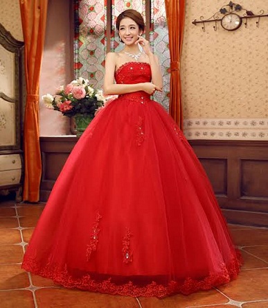 Red Ball Wedding Gown