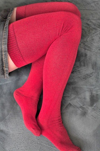 Red Thigh High Socks