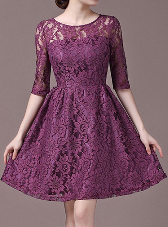 Retro Purple Lace Dress