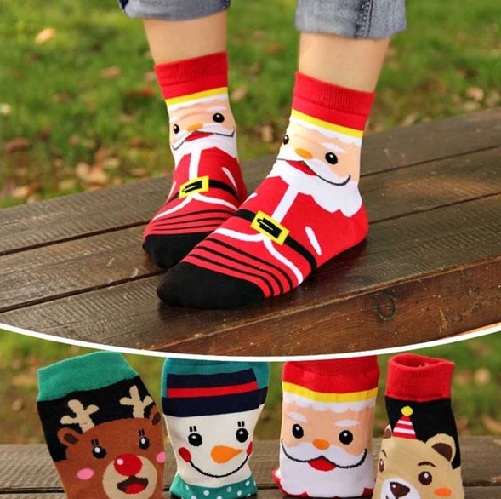 Santa Emoji Happy Sock
