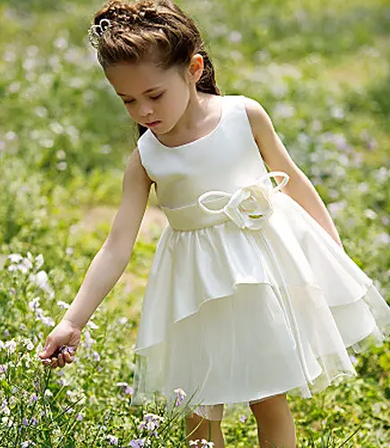 Wholesale New Cute dress child girl knee length mesh flower gown for girls  trailing baby girl birthday dresses for 3 years old From malibabacom