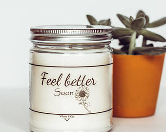 Scented Candle with feel better soon Tag