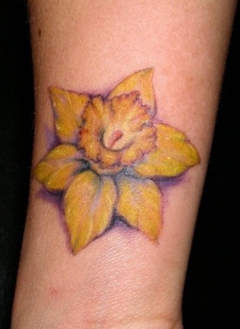 Shaded Daffodil Tattoo Design For Girls