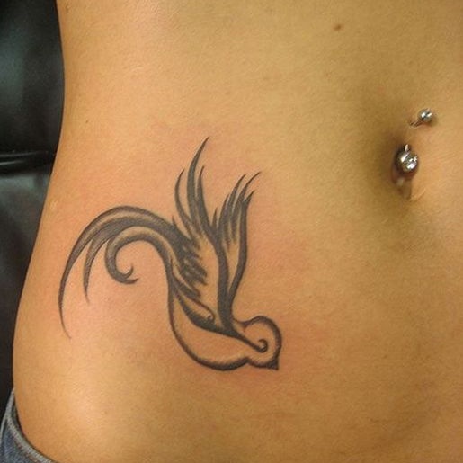 Simple and Cute Sparrow Hip Tattoo