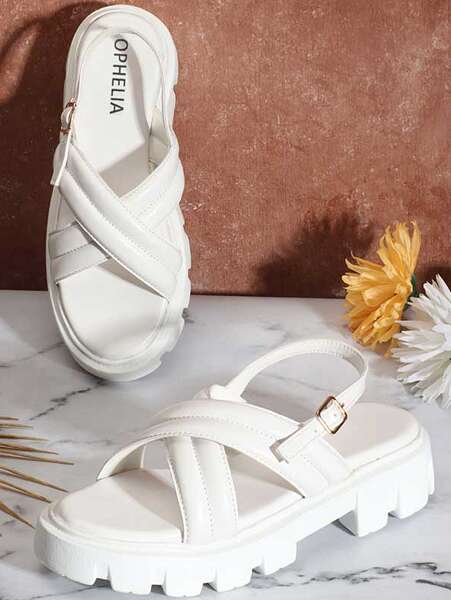 Strappy White Sandals